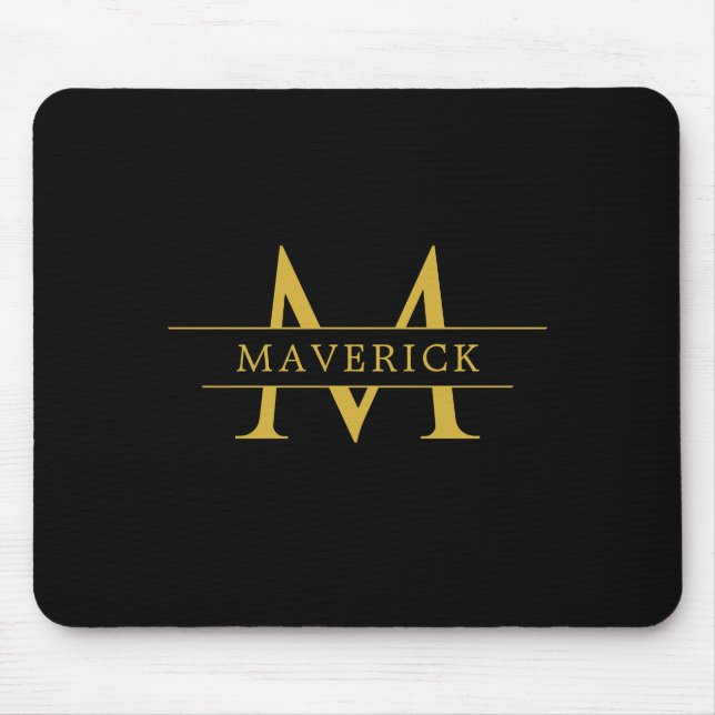 Stylish Custom Initials with Name Office Mouse Pad (Front)