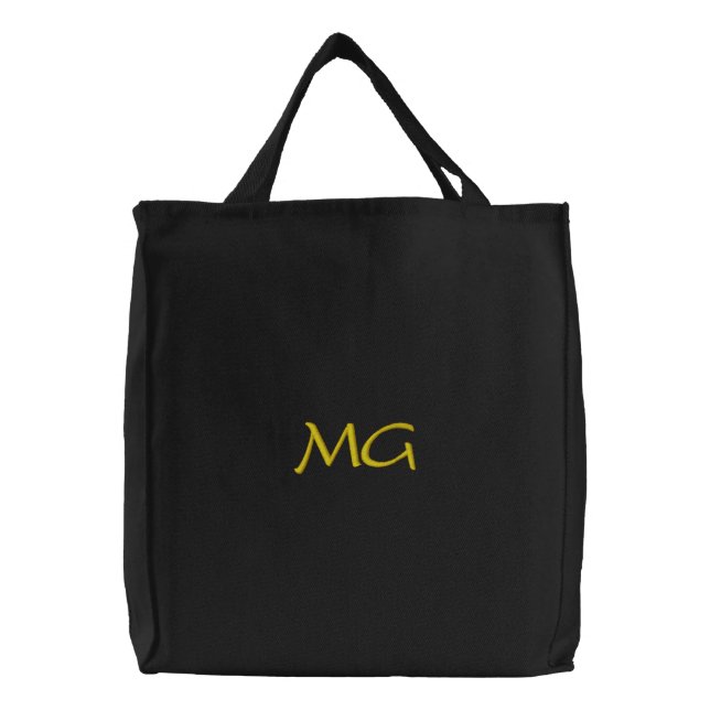 Stylish Custom Monogram Embroidered Tote Bag (Front)