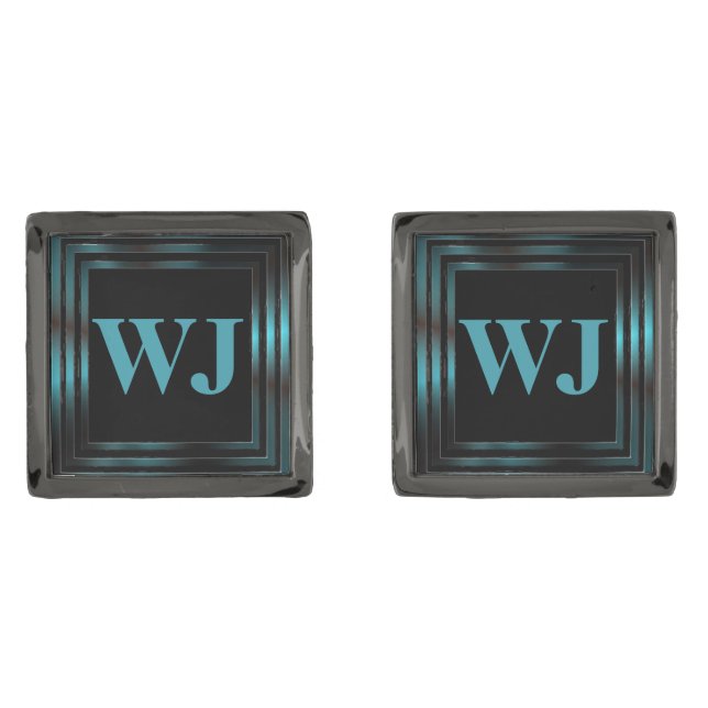 Stylish Custom Monogram Initials Cufflinks (Front)
