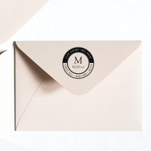 Stylish Custom Monogram Last Name  Return Address Self_inking Stamp