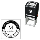 Stylish Custom Monogram Last Name & Return Address Self-inking Stamp (In Situ)