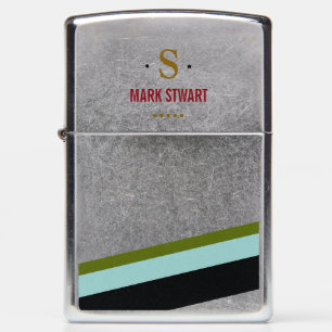 stylish custom-monogram with stripes zippo lighter