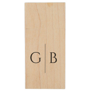 Stylish Custom Monogram Wooden USB Drive