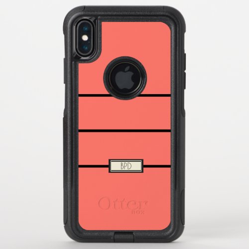 Stylish Custom Monogrammed Modern Coral OtterBox Commuter iPhone XS Max Case