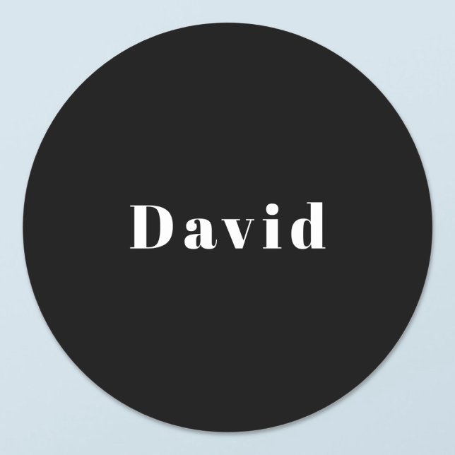 Stylish Custom Name or other Text | Black & White Classic Round Sticker (Creator Uploaded)