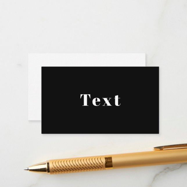Stylish Custom Name or other Text | Black & White Enclosure Card (Front/Back In Situ)