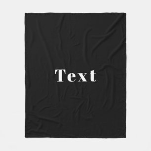 Stylish Custom Name or other Text Black & White Fleece Blanket