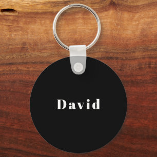 Stylish Custom Name or other Text   Black & White Keychain