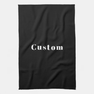 Stylish Custom Name or other Text Black & White Kitchen Towel