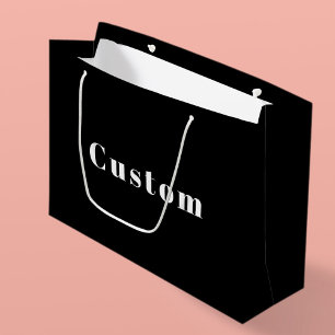 Stylish Custom Name or other Text   Black & White Large Gift Bag