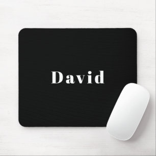 Stylish Custom Name or other Text Black & White Mouse Pad