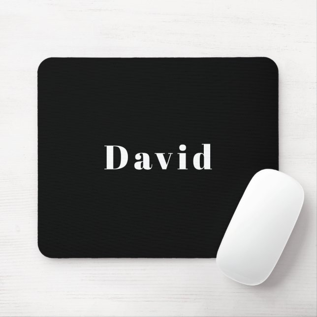Stylish Custom Name or other Text | Black & White Mouse Pad (With Mouse)
