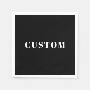Stylish Custom Name or other Text Black & White Napkins