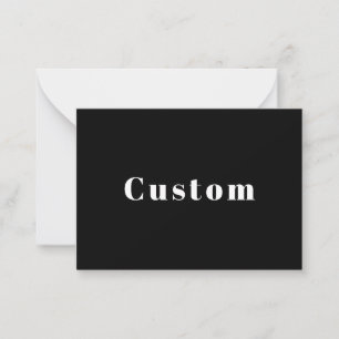 Stylish Custom Name or other Text Black & White Note Card