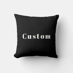 Stylish Custom Name or other Text Black & White Throw Pillow
