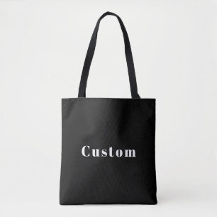 Stylish Custom Name or other Text Black & White Tote Bag