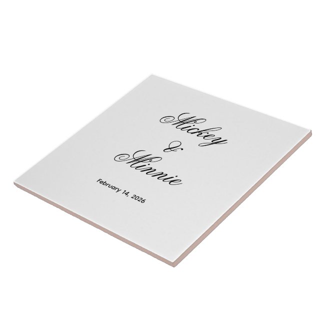 Stylish Custom Names and Date Decorative Ceramic Tile (Side)