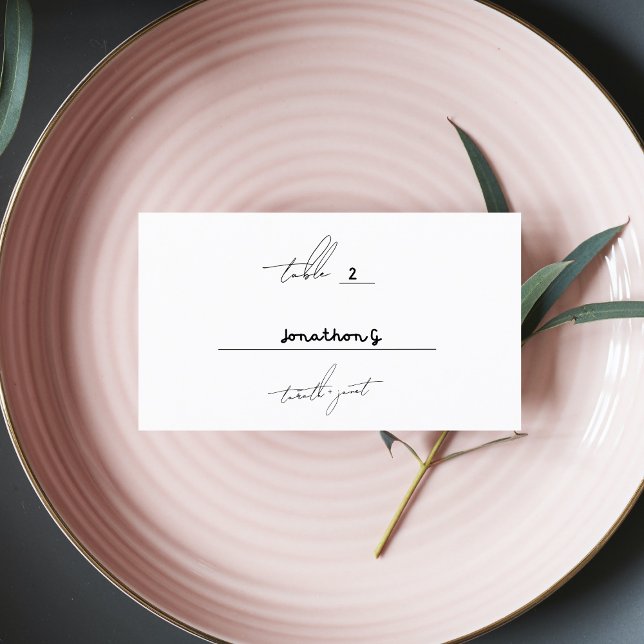 Stylish Custom Names Wedding Black White Place Card (Creator Uploaded)