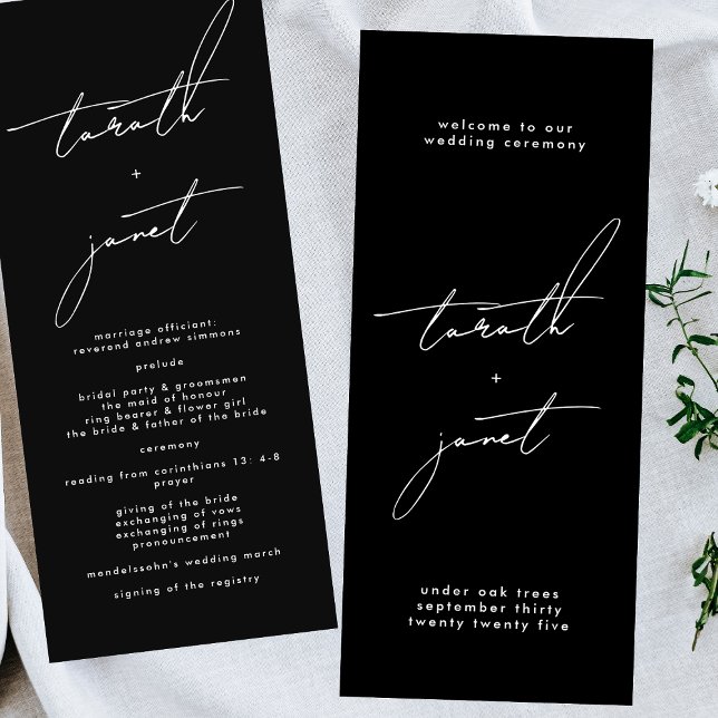 Stylish Custom Names Wedding Ceremony Program (Creator Uploaded)