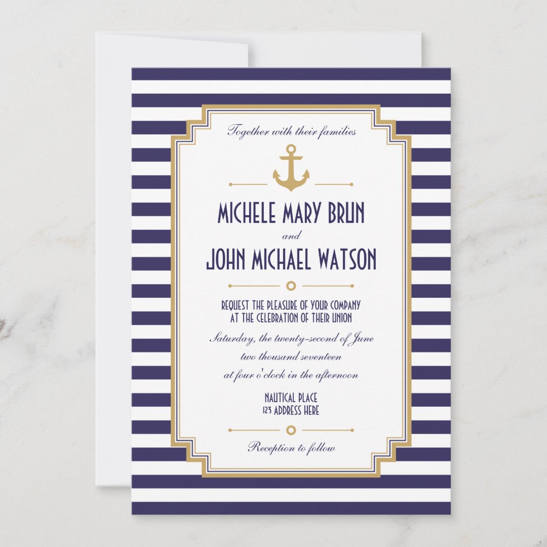 Stylish Custom Nautical Wedding Invitation | Zazzle