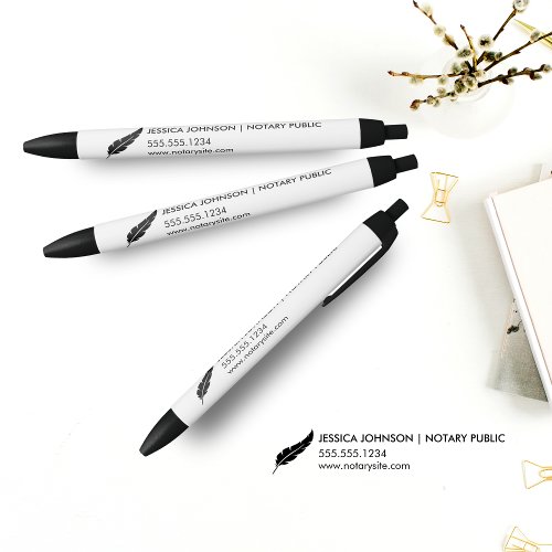 Stylish Custom Notary Feather logo marketing gift Black Ink Pen