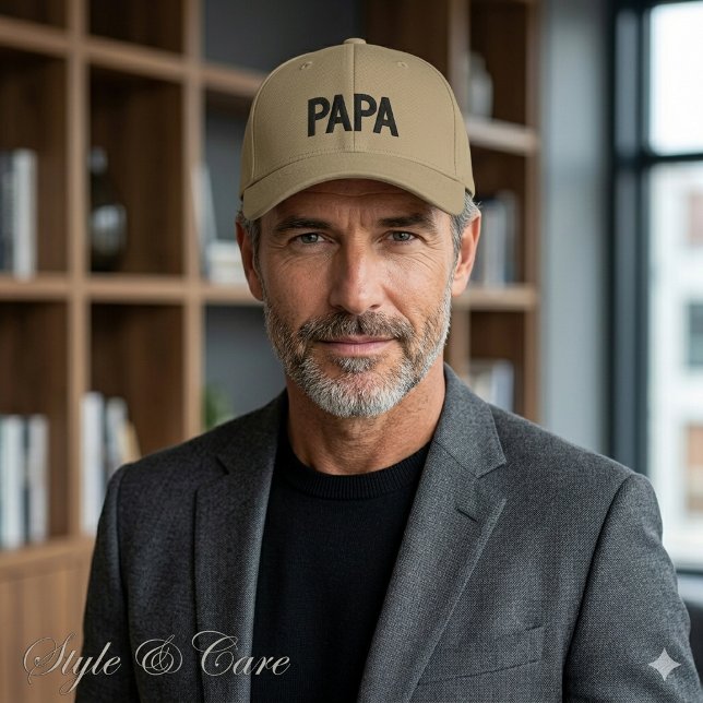 Stylish Custom PAPA Text Khaki Embroidered Baseball Cap (Stylish Custom PAPA Text Khaki Embroidered Baseball Cap)
