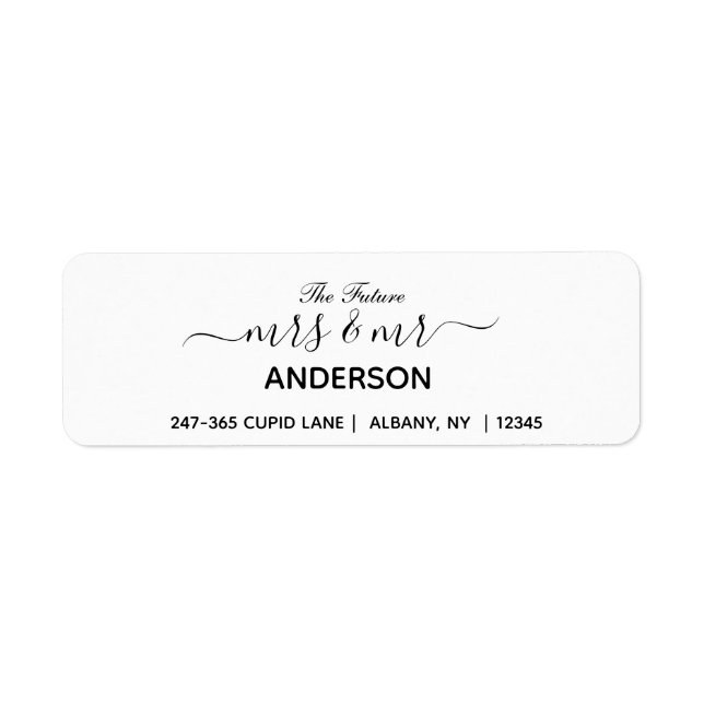 Stylish Custom Personalized Wedding Return Address Label (Front)