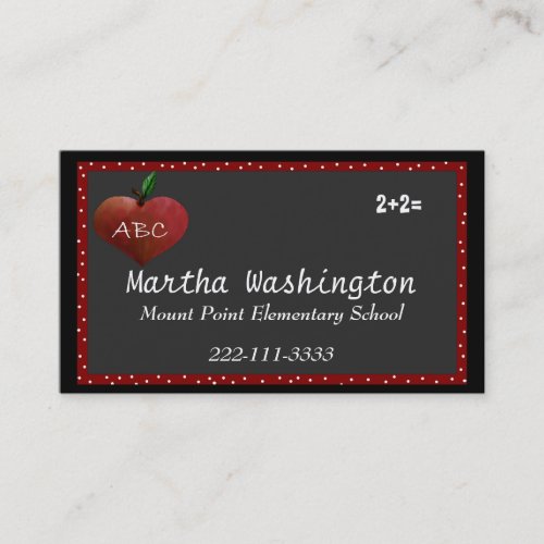 Stylish Custom Teachers Business Card