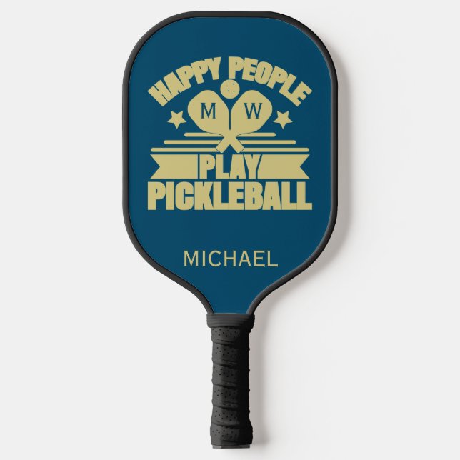 Stylish Custom Teal Personalized Name Initials  Pickleball Paddle (Front)