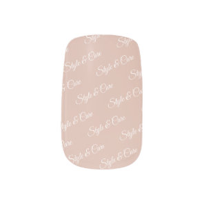 Stylish Custom Text Pattern Beige Minx Nail Art