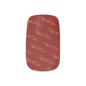 Stylish Custom Text Pattern Modern Maroon Minx Nail Art