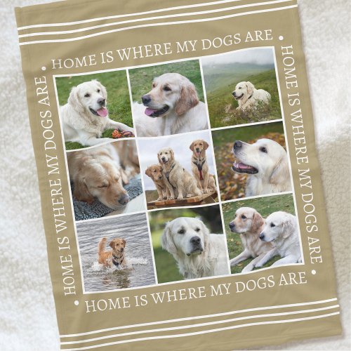Stylish Custom Text Photo Collage Dogs Gold Fleece Blanket