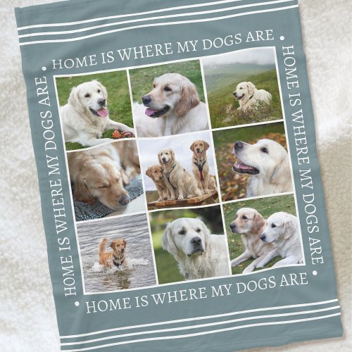 Stylish Custom Text Photo Collage Dogs Gray Fleece Blanket