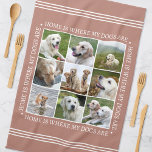 Stylish Custom Text Photo Collage Dogs Terracotta Kitchen Towel<br><div class="desc">Create a handy, personalized kitchen towel showcasing nine cherished photos, framed by the heartwarming message: "Home is where my dogs are." This stylish template features a photo collage arranged in a grid format, and traditional style lettering. Text can be customized to suit your photographs. Perfect for photos of family, friends,...</div>