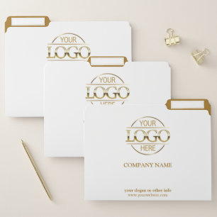 Stylish Custom White Gold Company Business Logo File Folder