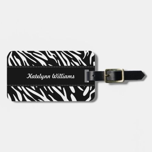 Stylish Custom Zebra Print Luggage Tag