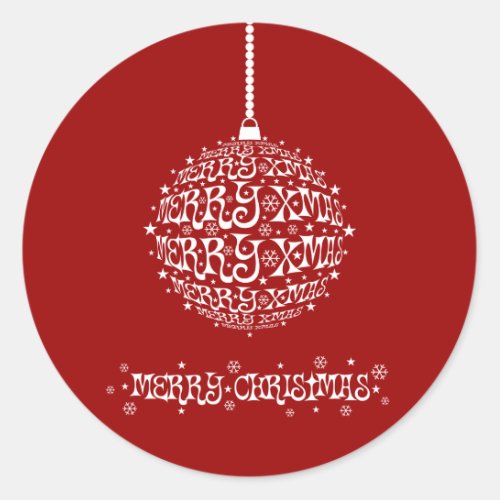 Stylish Customizable Merry Christmas Classic Round Sticker