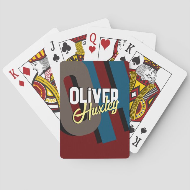 Stylish Customizable Monogram Poker Cards (Back)
