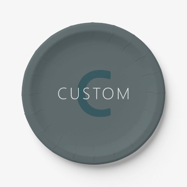 Stylish Customizable Monogram Template Paper Plates (Front)