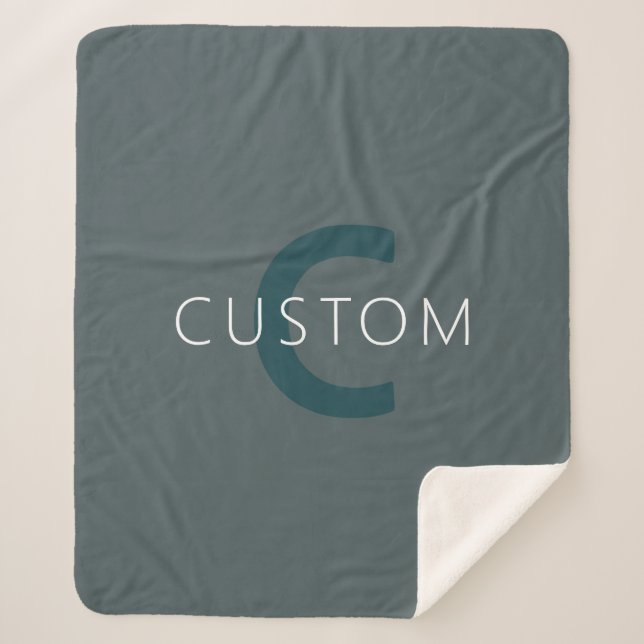 Stylish Customizable Monogram Template Sherpa Blanket (Front)