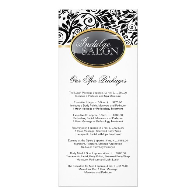 Stylish Customizable Salon Rack Card (Front)