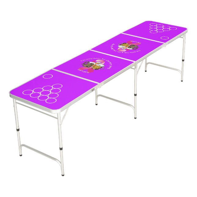 Stylish Customized Hot Pink Beer Pong Table (Angled)