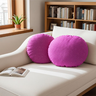 Stylish Cute and Elegant Abstract Hot Pink Pattern Round Pillow