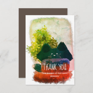 Stylish Cute Cartoon Hidden Fluffy Cat Thank You Card
