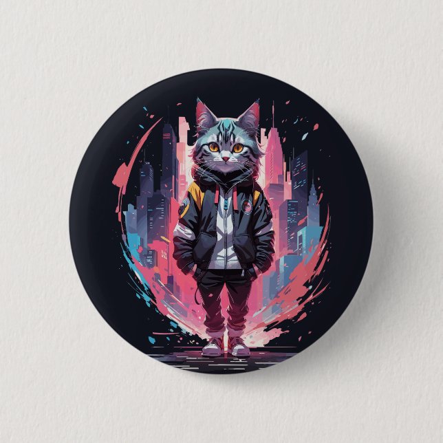 Stylish Cute Cat Design Button (Front)