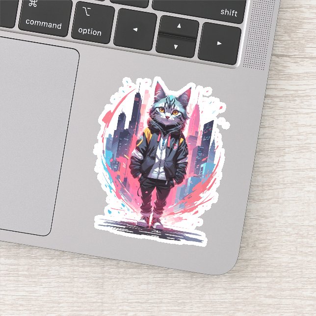 Stylish Cute Cat Design Sticker (Detail)