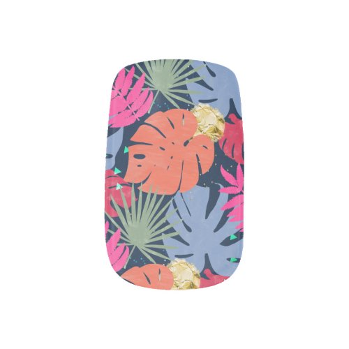 Stylish Cute Colorful Palm Leaves SIlhouettes Minx Nail Art