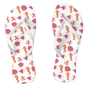 Stylish Cute Colorful Sea Life Underwater Pattern Flip Flops