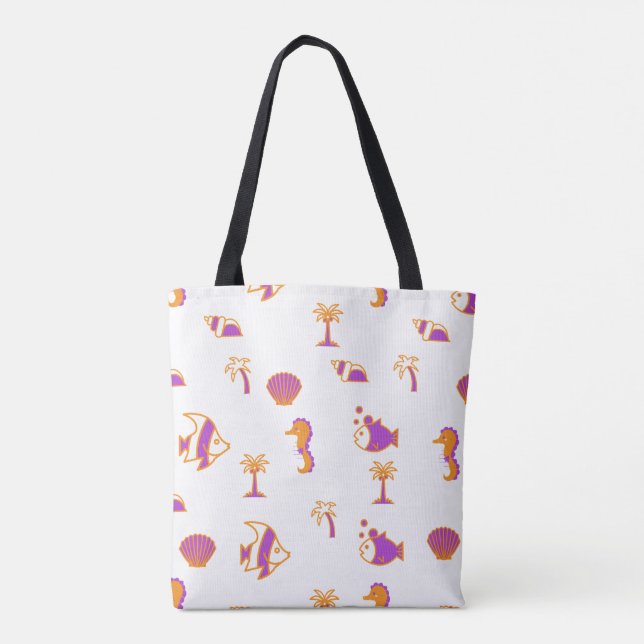 Stylish Cute Colorful Sea Life Underwater Pattern  Tote Bag (Back)