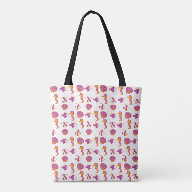 Stylish Cute Colorful Sea Life Underwater Pattern Tote Bag (Back)